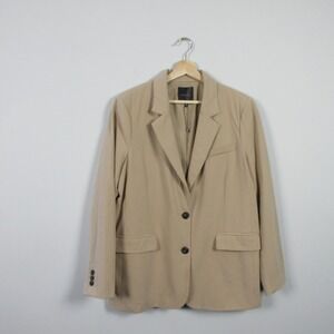 Dynamite Blazer Women L Beige Rayon Blend Relaxed Fit Career Office Casual 646